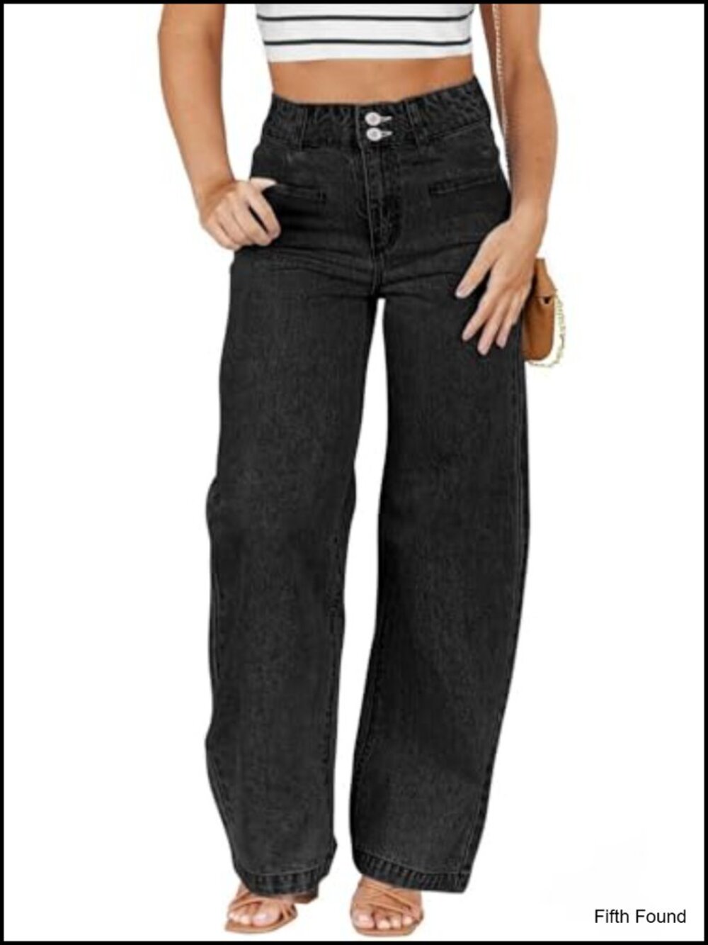 Plus Size High Waisted Wide Leg Straight Denim Jeans with Pockets